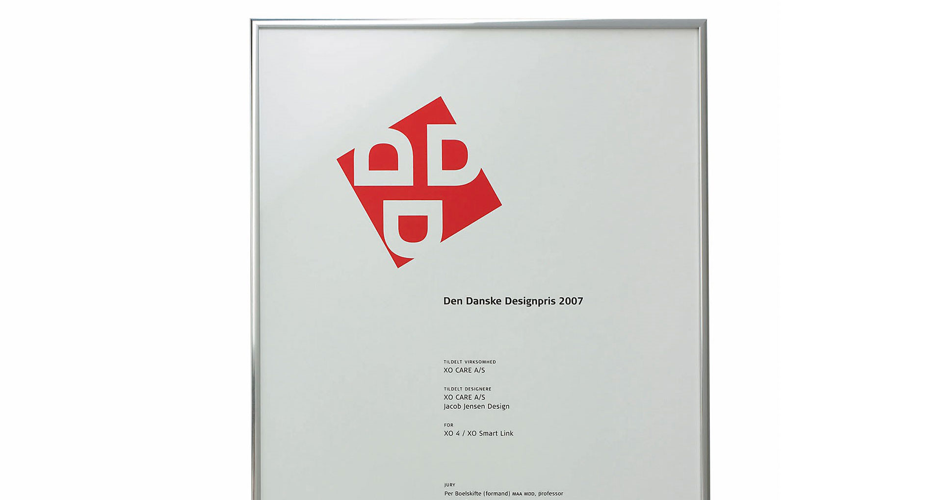 Dyplom przyznania nagrody Danish Desig Prize za unit stomatologiczny XO 4