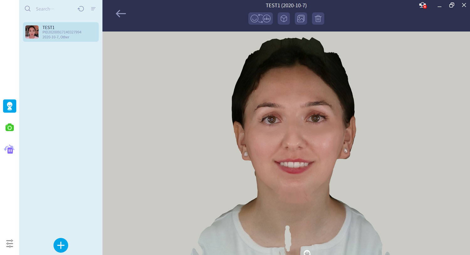 Podgląd ekranu po zeskanowaniu twarzy pacjentki